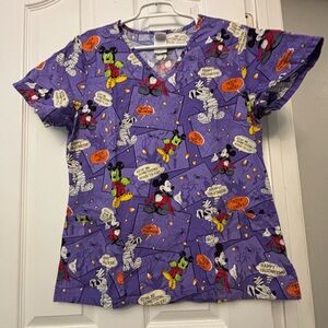 Disney Purple and Orange Halloween Tee Short Sleeve scrub top